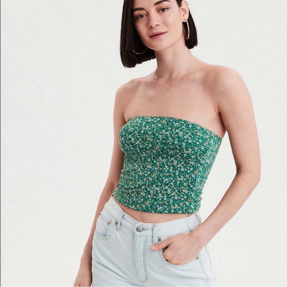American Eagle Floral Print Reversible Tube Top Cropped Sz small